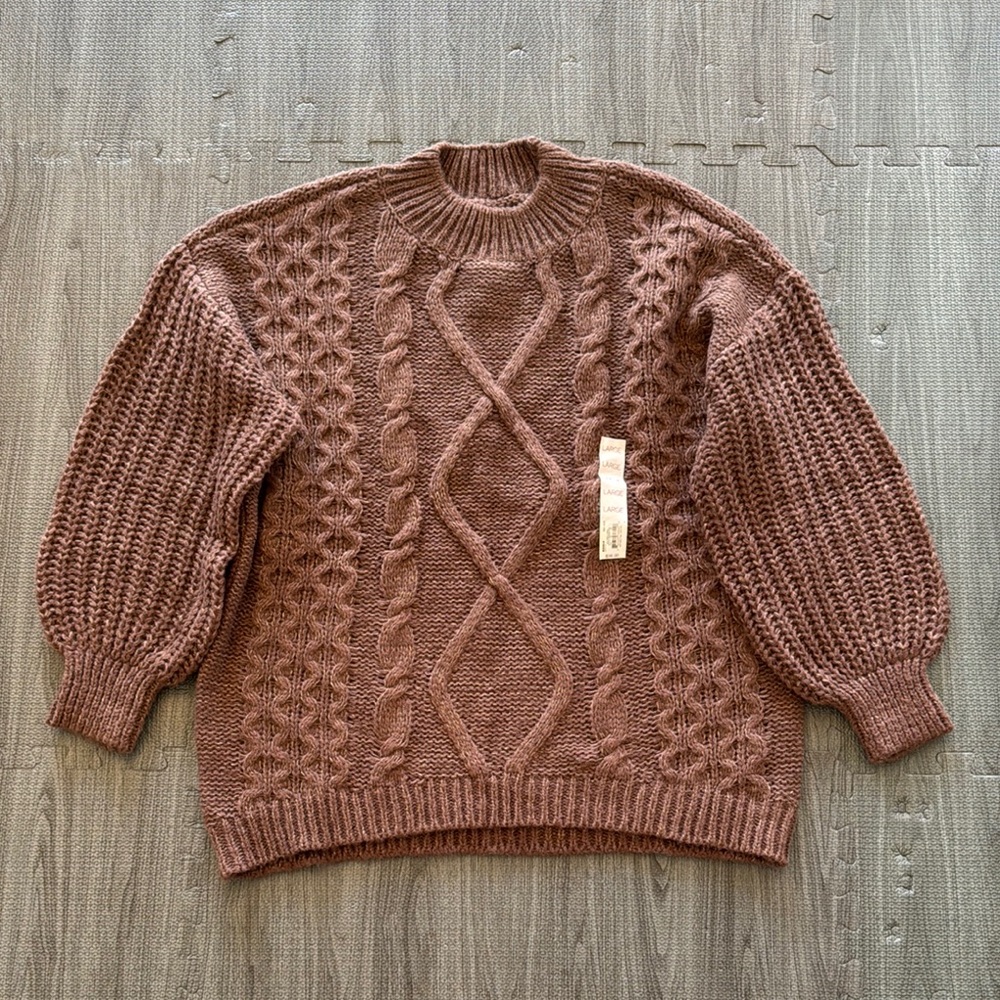 SO Brown Cable Knit Sweater - Women’s Size L